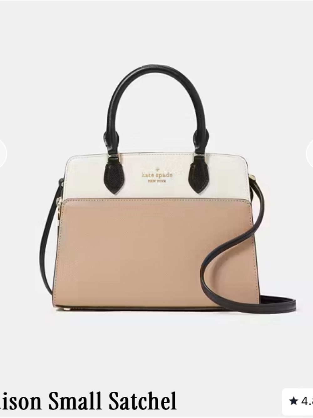 kate spade Two-Tone Cream & Beige Satchel with Black Handles